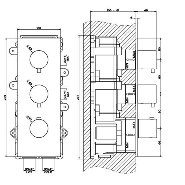 Смеситель для душа Gessi 316 54514#707 черный матовый