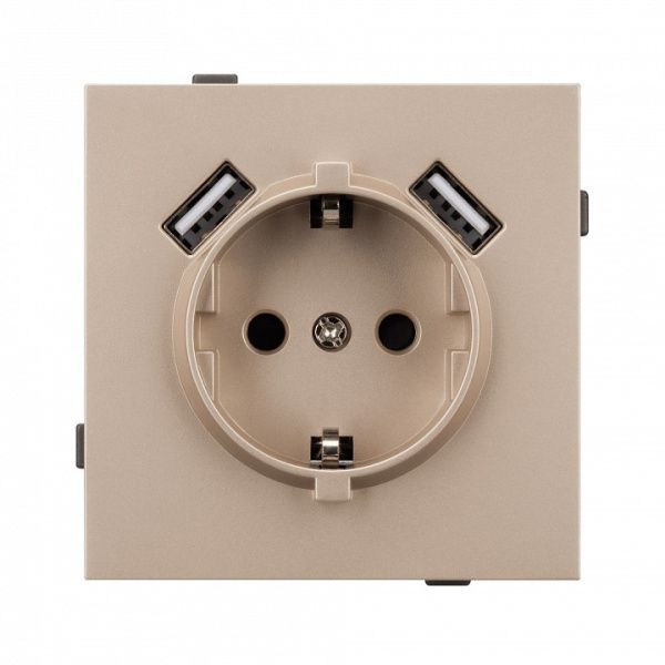 Розетка с заземлением и 2хUSB type A, без рамки Arlight SCT-TENDO 054085