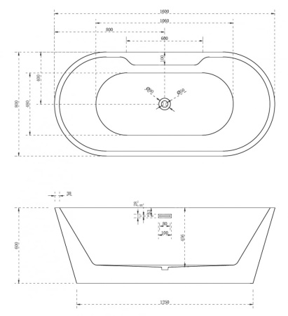 Акриловая ванна Abber 160x80 AB9299-1.6