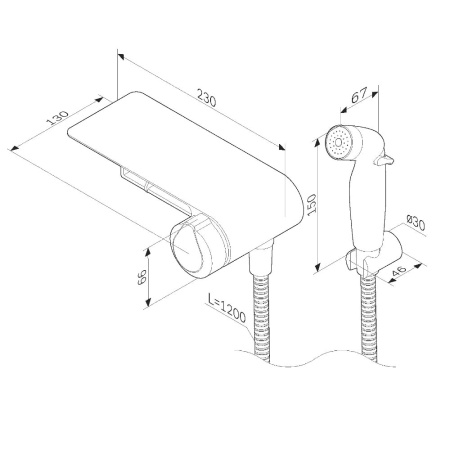 Гигиенический душ AM.PM X-Joy TouchReel F0H85A822 со смесителем и полкой черный матовый