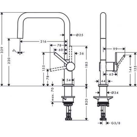 Смеситель для кухни hansgrohe Talis M54 72806670 матовый черный