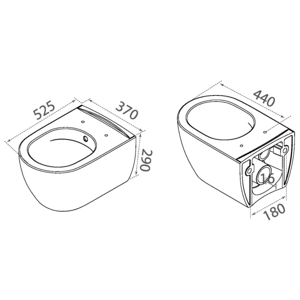 Унитаз подвесной Boheme Bianca 963-2-WM безободковый, с функцией биде, белый матовый