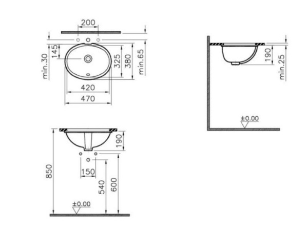 Раковина Vitra Arkitekt 42 см 6039B003-0012 белый