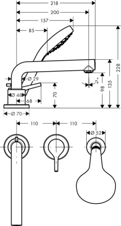 Смеситель для ванны hansgrohe Talis S 72417000