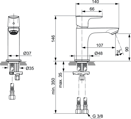 Смеситель для раковины Ideal Standard Connect Air A7010AA