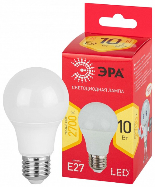 Лампа светодиодная Эра  E27 10Вт 2700K LED A60-10W-827-E27 R