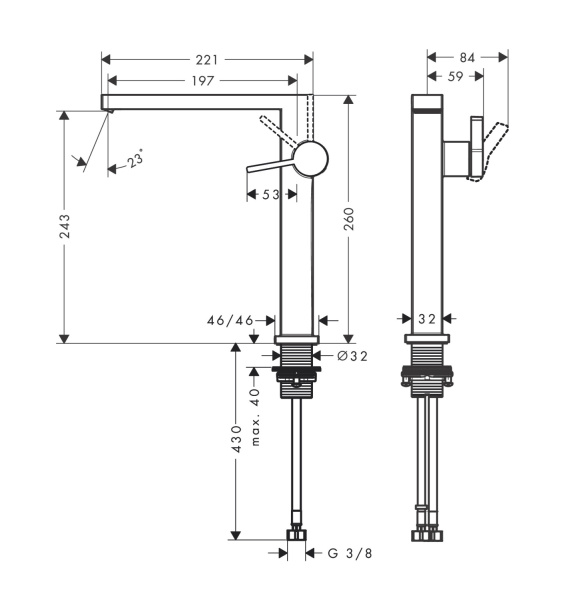 Смеситель для раковины hansgrohe Tecturis E 73070700 с донным клапаном белый матовый