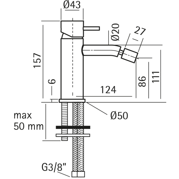 Смеситель для биде Huber Lynox LX000564D1 сталь