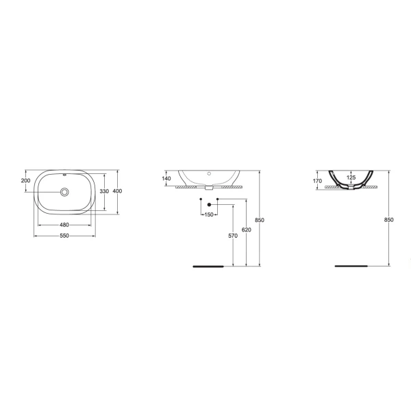 Раковина чаша 55 см Ideal Standard Active T054501