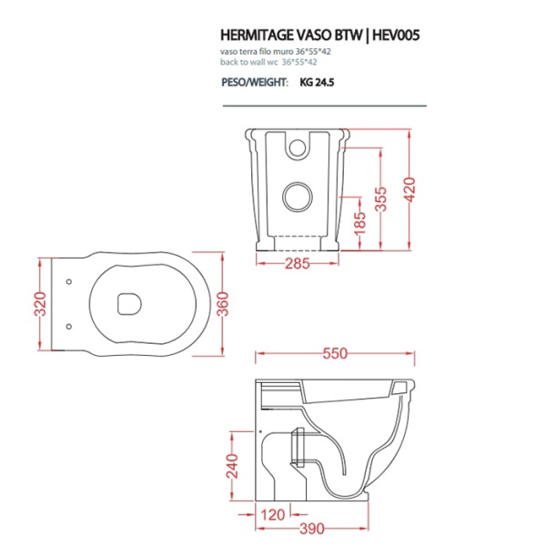 Приставной унитаз Artceram Hermitage HEV005 01 00