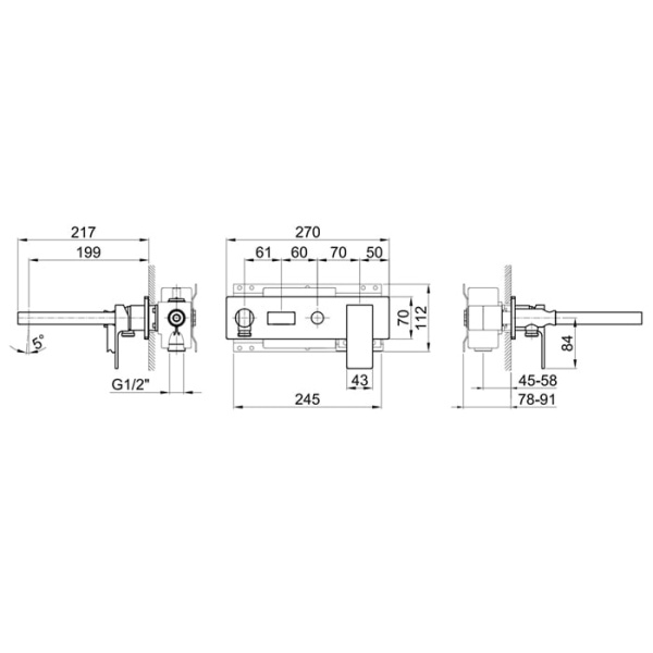 Смеситель для ванны Fantini Mint 34 93 F021B сталь