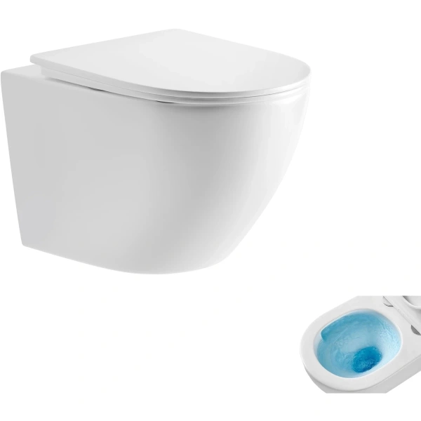 Унитаз подвесной GID Tr2198TFB безободковый, торнадо, с сиденьем микролифт, белый