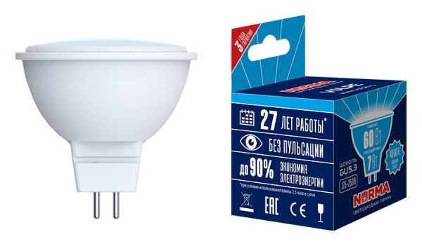 Лампа светодиодная Volpe NORMA GU5.3 7Вт 4000K UL-00003837