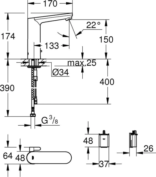 Смеситель для раковины Grohe Eurosmart Cosmopolitan E 36422000