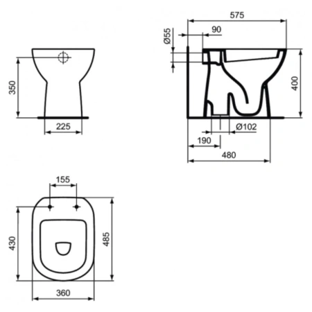 Приставной унитаз Ideal Standard I.Life A T467201