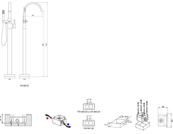 Смеситель для ванны Ravak Freedom FM 080.00 X070059