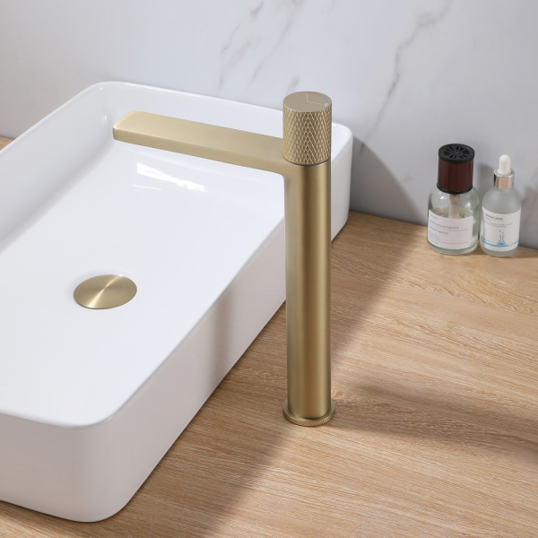 Смеситель для накладной раковины Abber Rund AF8711G золото матовое