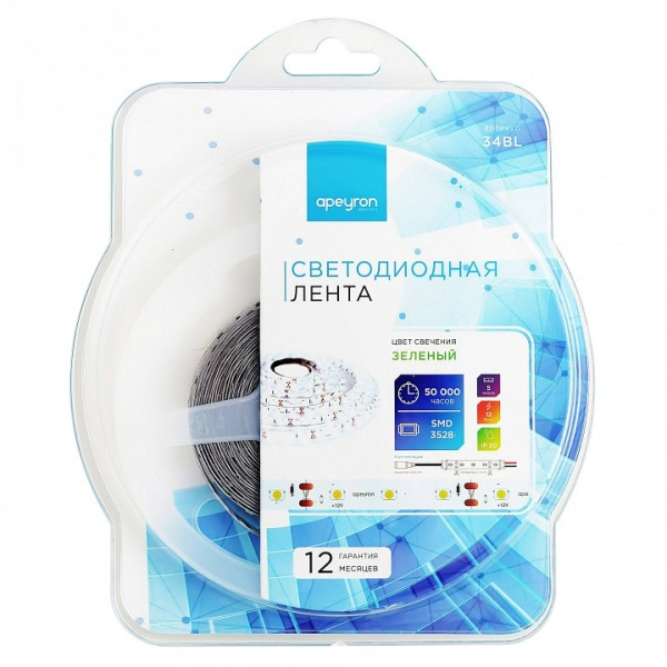 Лента светодиодная Apeyron Electrics Стандарт (в блистере) smd 3528 34BL