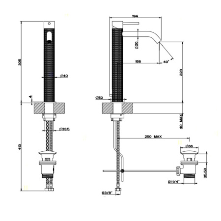 Смеситель для раковины Gessi 316 54203#239 нержавейка