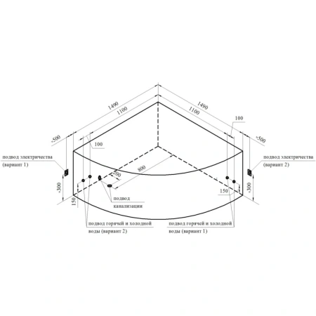 Акриловая ванна 149x149 см Radomir Сандра 2-01-0-0-1-221