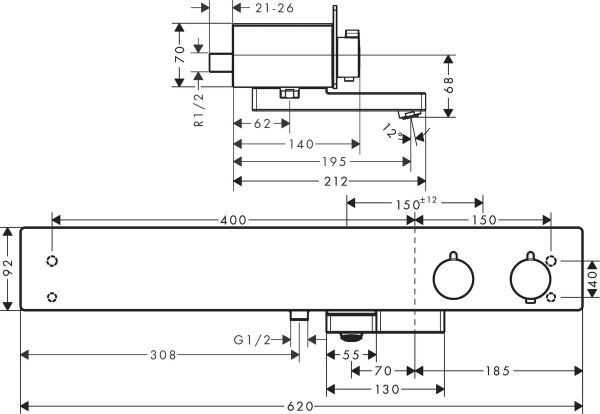 Термостатический смеситель для ванны hansgrohe ShowerTablet 13109000
