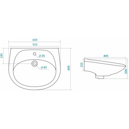 Раковина Бриз 60 см Santek 1WH110466