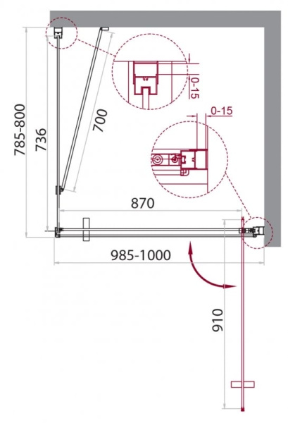 Душевой уголок BelBagno MARMI-AH-1-100/80-C-Cr