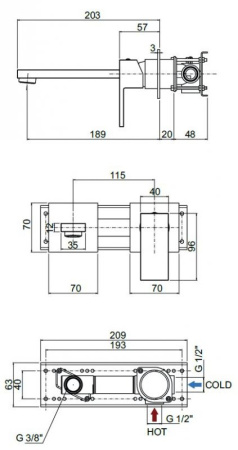 Смеситель для раковины Cezares UNIKA-BLI2-03/24