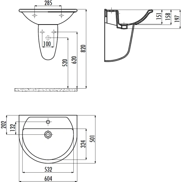 Раковина Creavit Selin SL060-00CB00E-0000 60,4x50,1 см, подвесная, белый