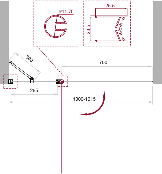 Шторка для ванны BelBagno Uno UNO-V-11-100/150-C-Cr