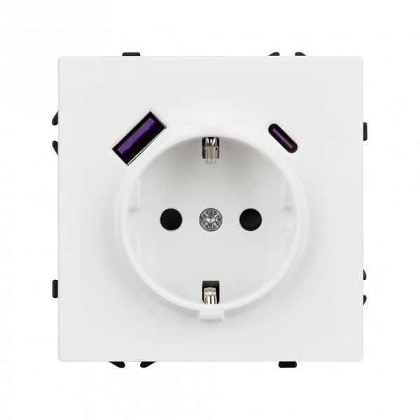 Розетка с заземлением и со шторкой и 2хUSB type A и C, без рамки Arlight NOBE 054284(1)