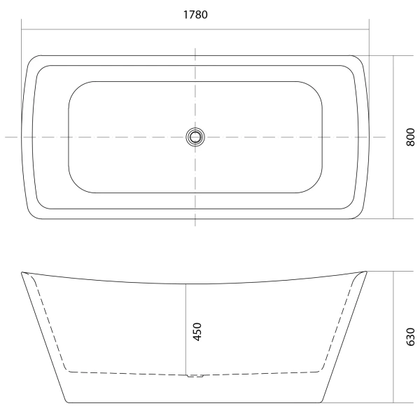 Акриловая ванна Aquatek Верса AQ-4880 178x80 см, отдельностоящая, белый