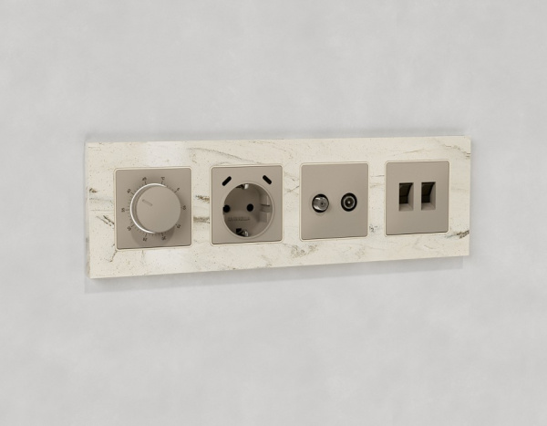 Розетка с заземлением и 2хUSB type C, без рамки Ambrella Volt ALFA MA370510