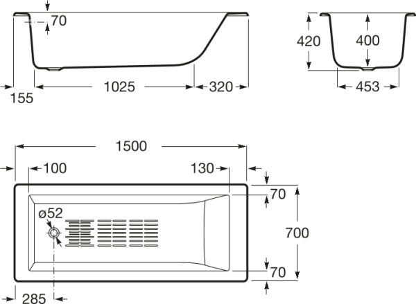 Чугунная ванна Roca Tampa 150х70 234050000