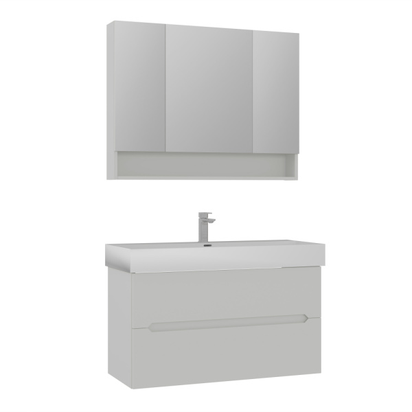 Тумба с раковиной Orka Malta 100 5001480 кашемировый матовый/белый