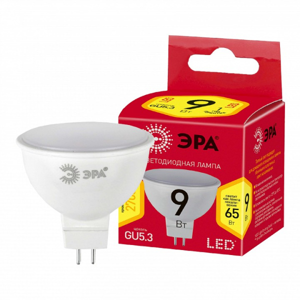 Лампа светодиодная Эра  GU5.3 9Вт 2700K LED MR16-9W-827-GU5.3 R