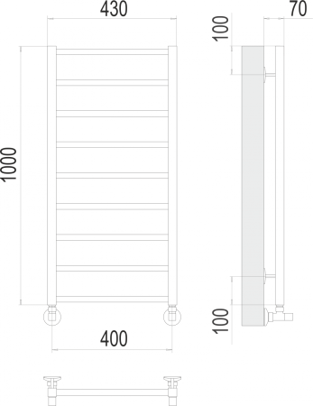 Контур П9 400х1000 Полотенцесушитель TERMINUS