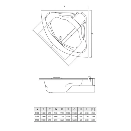 Акриловая ванна 130x130 см C-Bath Aurora CBS001002