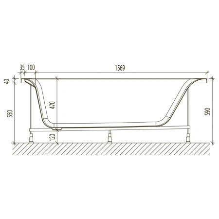 Акриловая ванна 170,4x70,4 см Eurolux Qwatry E1017070030