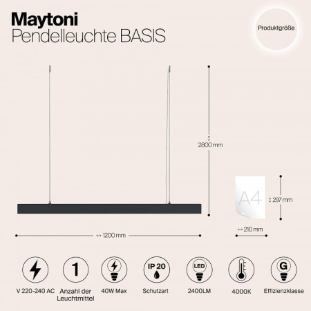 Подвесной светильник Maytoni Technical Базис P051PL-L40B4K