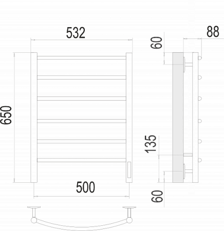 Полотенцесушитель электрический Terminus Классик П6 500х650 4670078531322