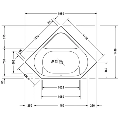 Акриловая ванна 140x140 см Duravit D-Code 700137000000000