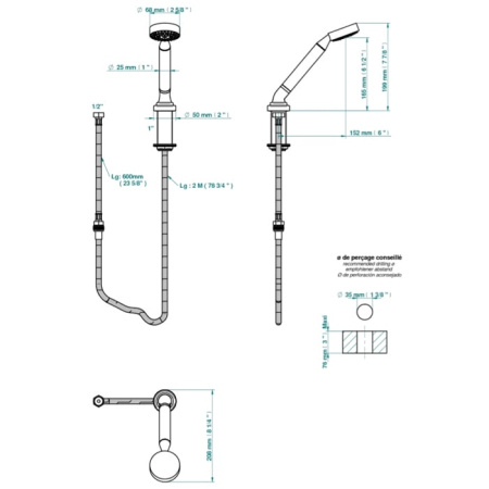 Душевая лейка THG Bagatelle metal U3A.A02.60A