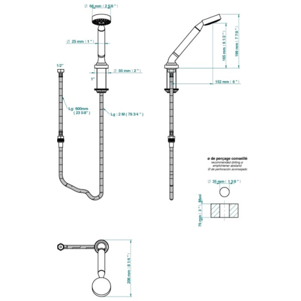 Душевая лейка THG Bagatelle metal U3A.A02.60A