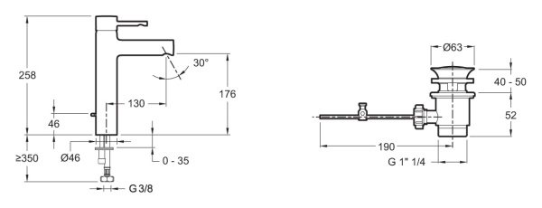 Смеситель для раковины Jacob Delafon Cuff E37303-CP
