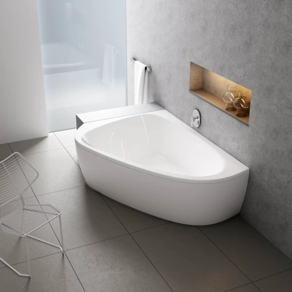 Акриловая асимметричная ванна LoveStory II PU Plus L белая Ravak C771000000