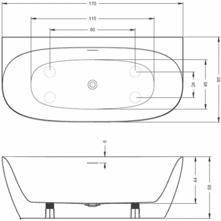 Акриловая ванна Riho Omega Wall B094001005 170x80 см, белый