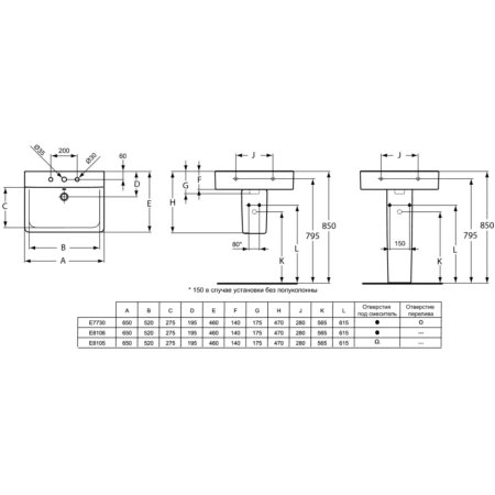 Раковина 65x46 см Ideal Standard Connect Cube E773001