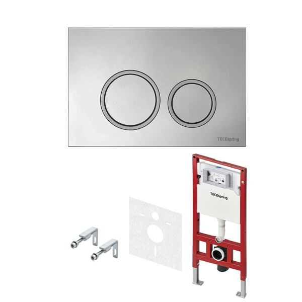 Комплект унитаза с инсталляцией Tece TECEspring R K401101WCR с клавишей смыва хром