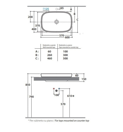 Раковина Globo Genesis 60 GE042BI